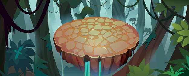 Bosque de la jungla con arena de juegos flotante