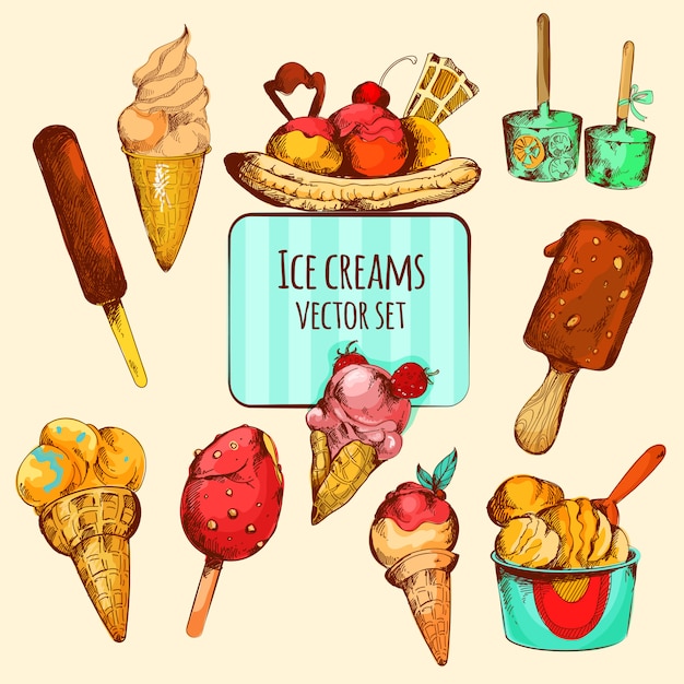 Vector gratuito bosquejo de helado de color