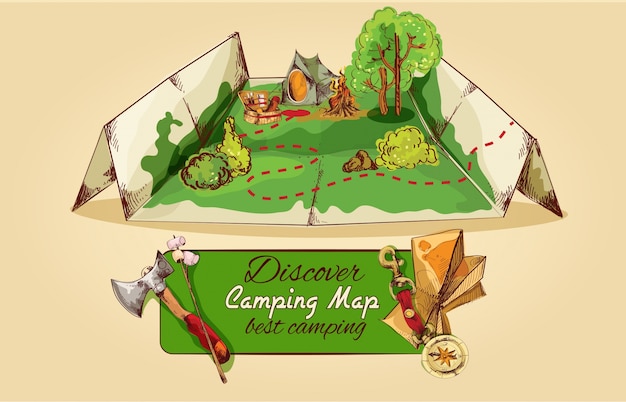 Bosquejo del mapa de camping