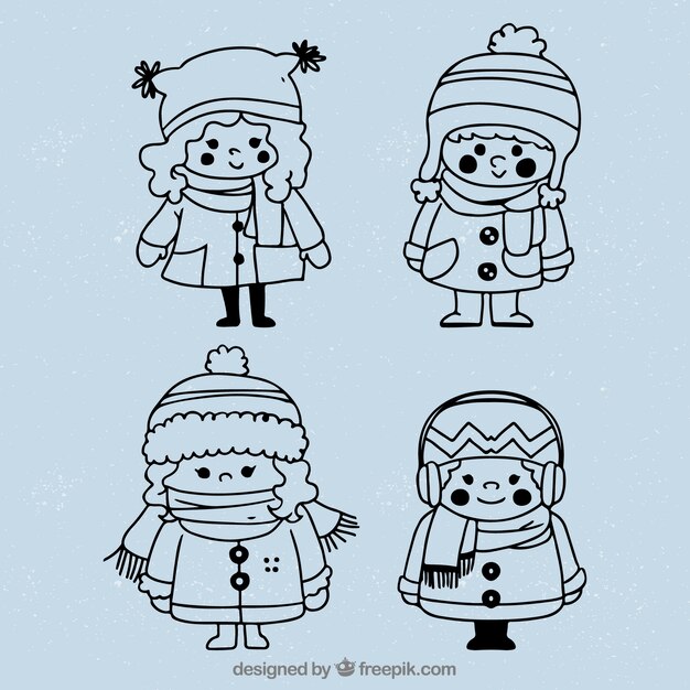 Bosquejo de los niños de invierno