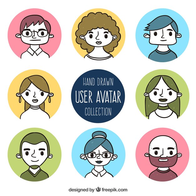 bosquejos divertidos avatares de los usuarios