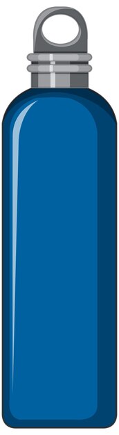 Botella de agua de metal azul aislada