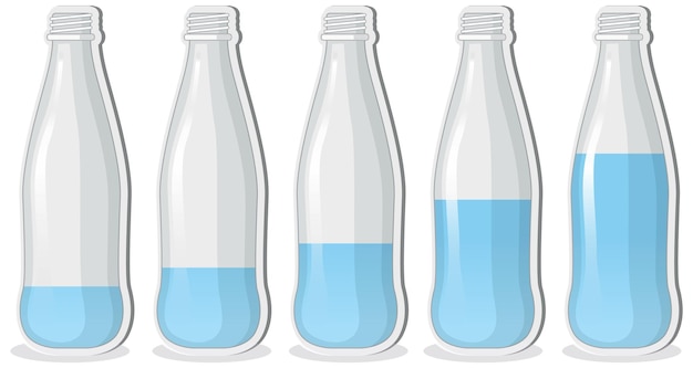 Vector gratuito botella con diferentes niveles de agua