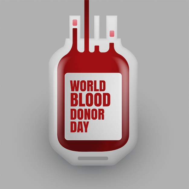 Vector gratuito botella de donación de sangre para el día mundial del donante de sangre.