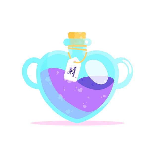 Vector gratuito botella en forma de corazón de diseño plano