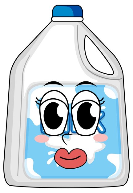 Botella de leche con cara feliz