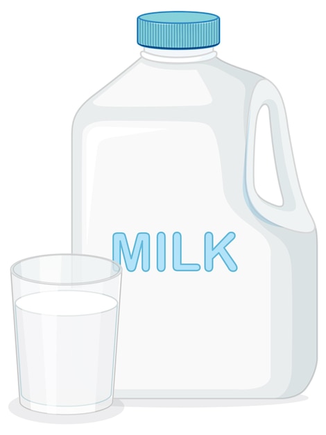 Vector gratuito botella de leche con un vaso
