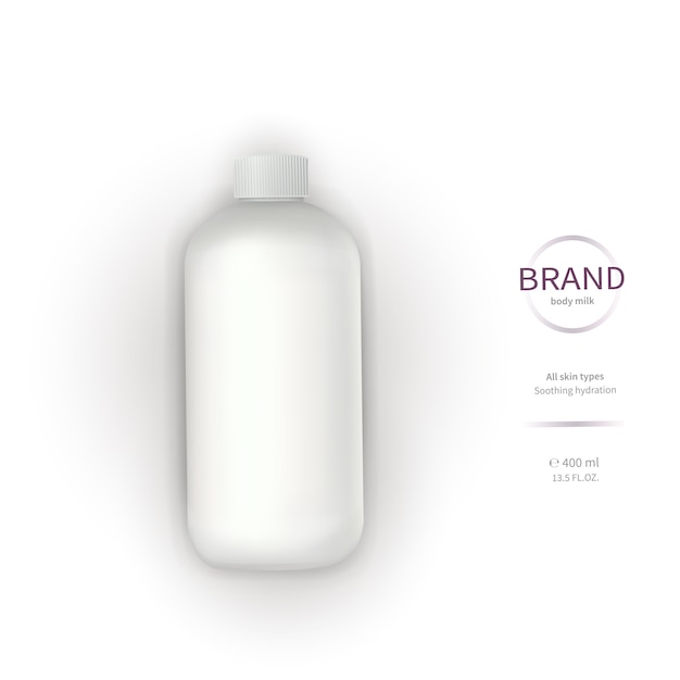 Vector gratuito botella de plástico blanco con dispensador.