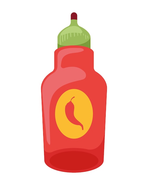 Vector gratuito botella de salsa de chile rojo