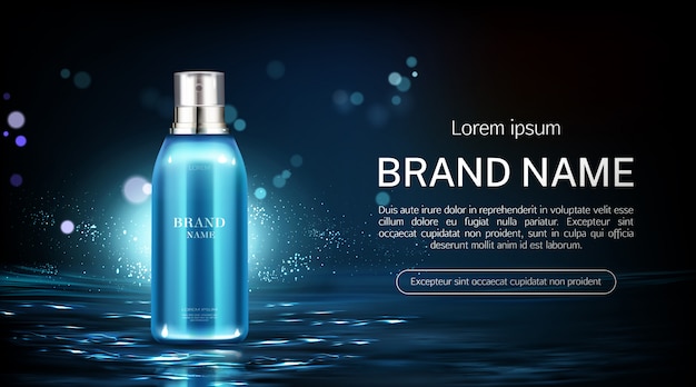 Vector gratuito botella de spray cosmético banner producto de belleza