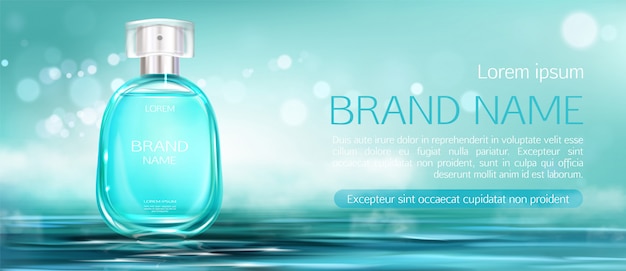 Vector gratuito botella de spray de perfume simulacro banner