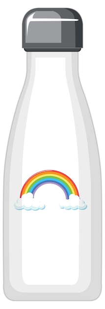 Vector gratuito una botella termo blanca con patrón de arco iris.