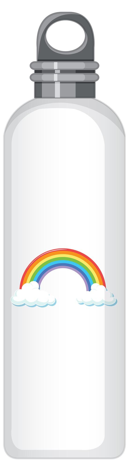 Vector gratuito una botella termo blanca con patrón de arco iris.