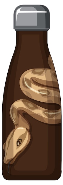 Vector gratuito una botella termo marrón con patrón de serpiente.