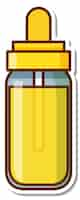 Vector gratuito botella de tinta amarilla de la etiqueta engomada sobre fondo blanco