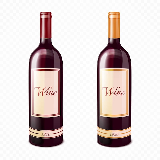 Botella de vino colorida realista