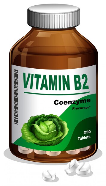 Una botella de vitamina B2