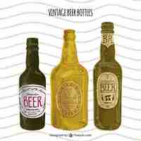 Vector gratuito botellas de cerveza con estilo clásico