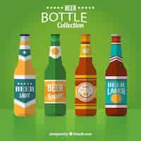 Vector gratuito botellas con diferentes tipos de cerveza