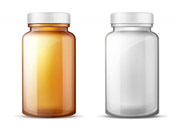 Botellas para medicamentos conjunto de vectores realistas