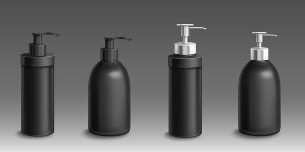 Botellas negras con bomba dosificadora para jabón líquido