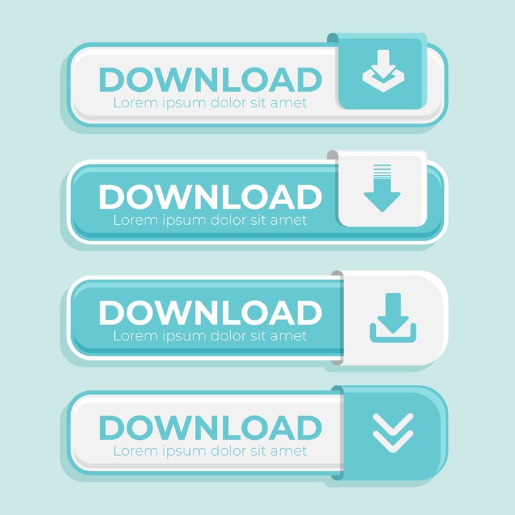 Vector gratuito botón de descarga gratuita de diseño plano