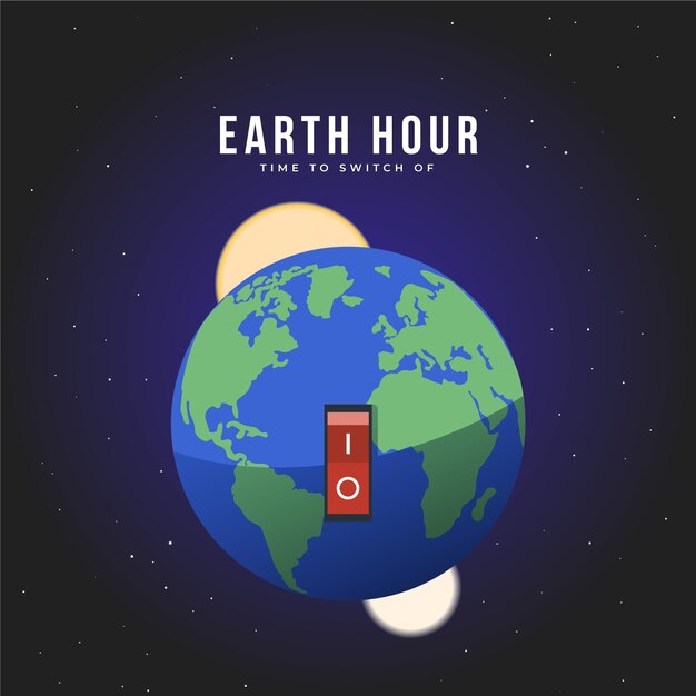 Botón de encendido y apagado de la hora del planeta de diseño plano