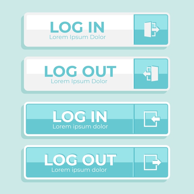 Vector gratuito botón de inicio y cierre de sesión de diseño plano