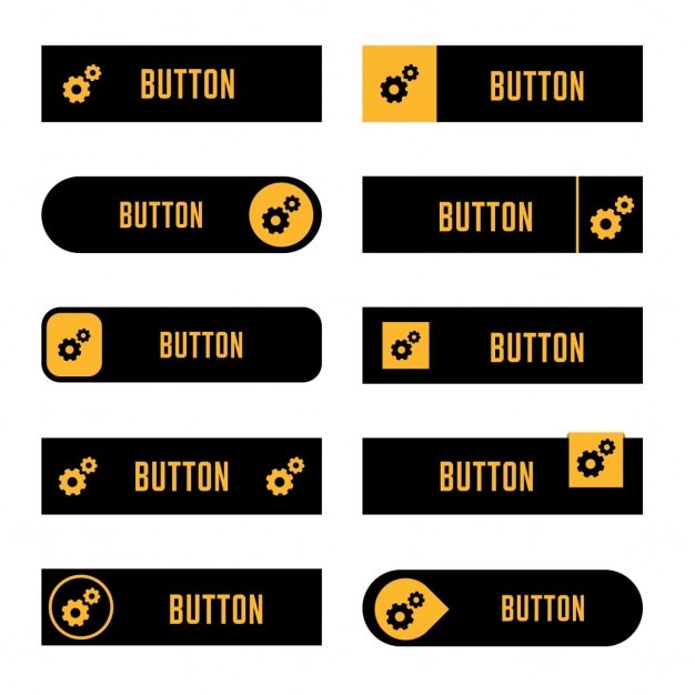 Vector gratuito botones amarillo y negro para web