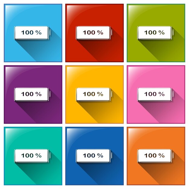 Botones de batería completamente cargados