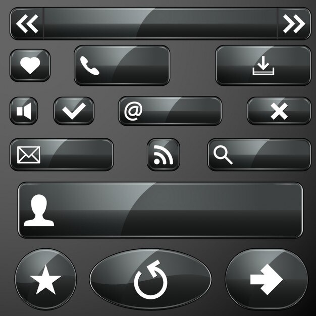 Botones brillantes negros