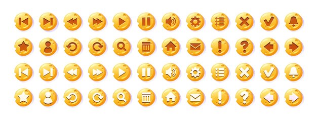 Botones circulares con textura de queso e iconos