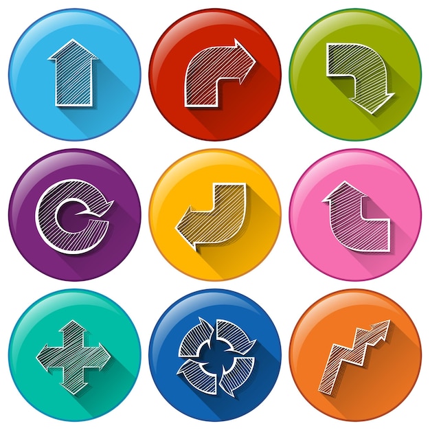 Vector gratuito botones de círculo con diferentes flechas