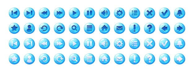 Vector gratuito botones de círculo con iconos y textura de gelatina azul