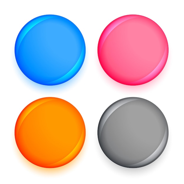 Botones de círculo realistas en cuatro colores.