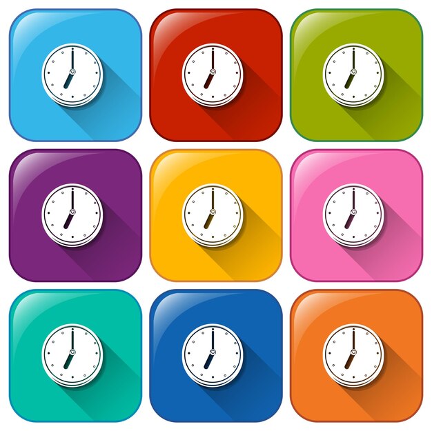 Botones de colores con relojes