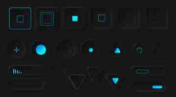 Vector gratuito botones de control con retroiluminación de neón.