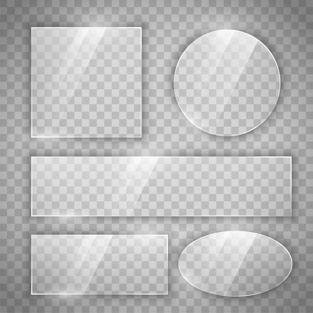 Botones de cristal transparente en diferentes formas.