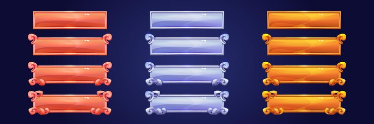 Vector gratuito botones de elementos de interfaz de usuario de marcos de menú de juego medieval