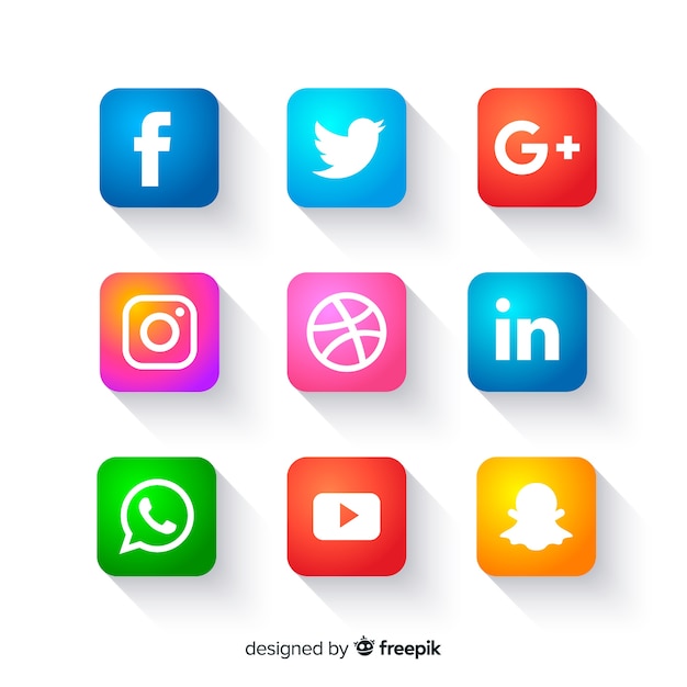 Botones de iconos de redes sociales