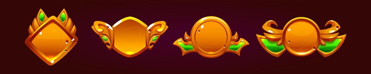 Vector gratuito botones de juego dorados con marcos de fantasía