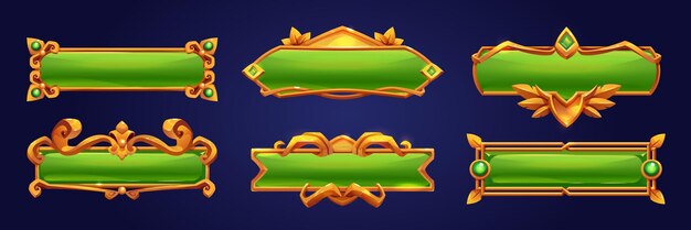 Botones de juego con marcos dorados en estilo medieval