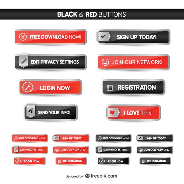 Botones negros y rojos