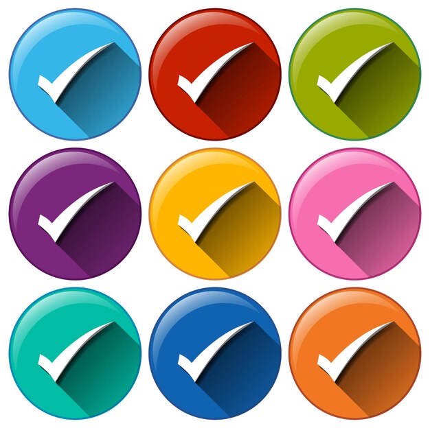 Botones redondeados con marcas de verificación