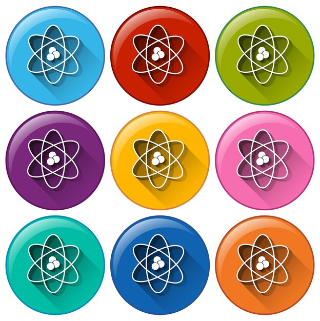 Botones redondeados que muestran un experimento científico