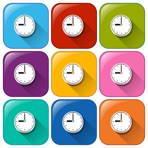 Botones redondeados que muestran el reloj de pared