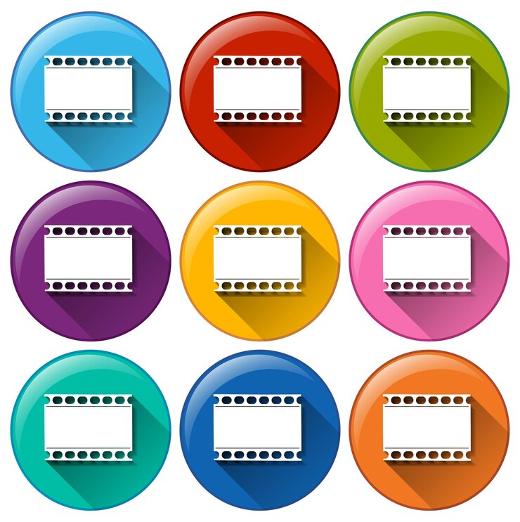 Vector gratuito botones redondos con películas de cine