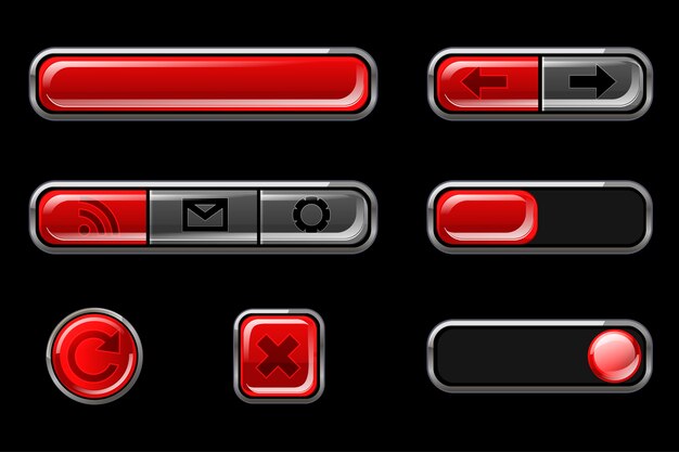 Botones rojos brillantes con retorno