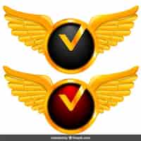 Vector gratuito botones de verificación con alas