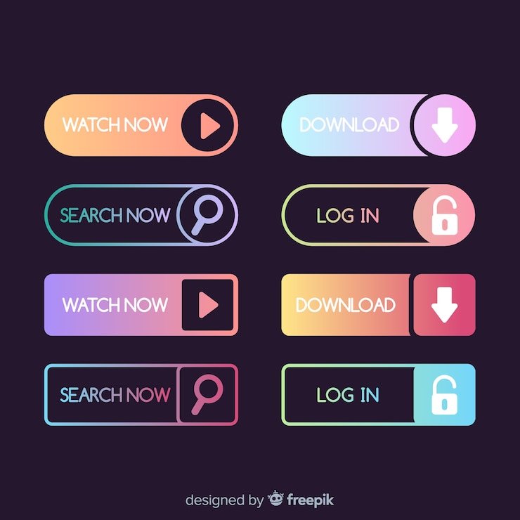 Vector gratuito botones web en estilo gradiente